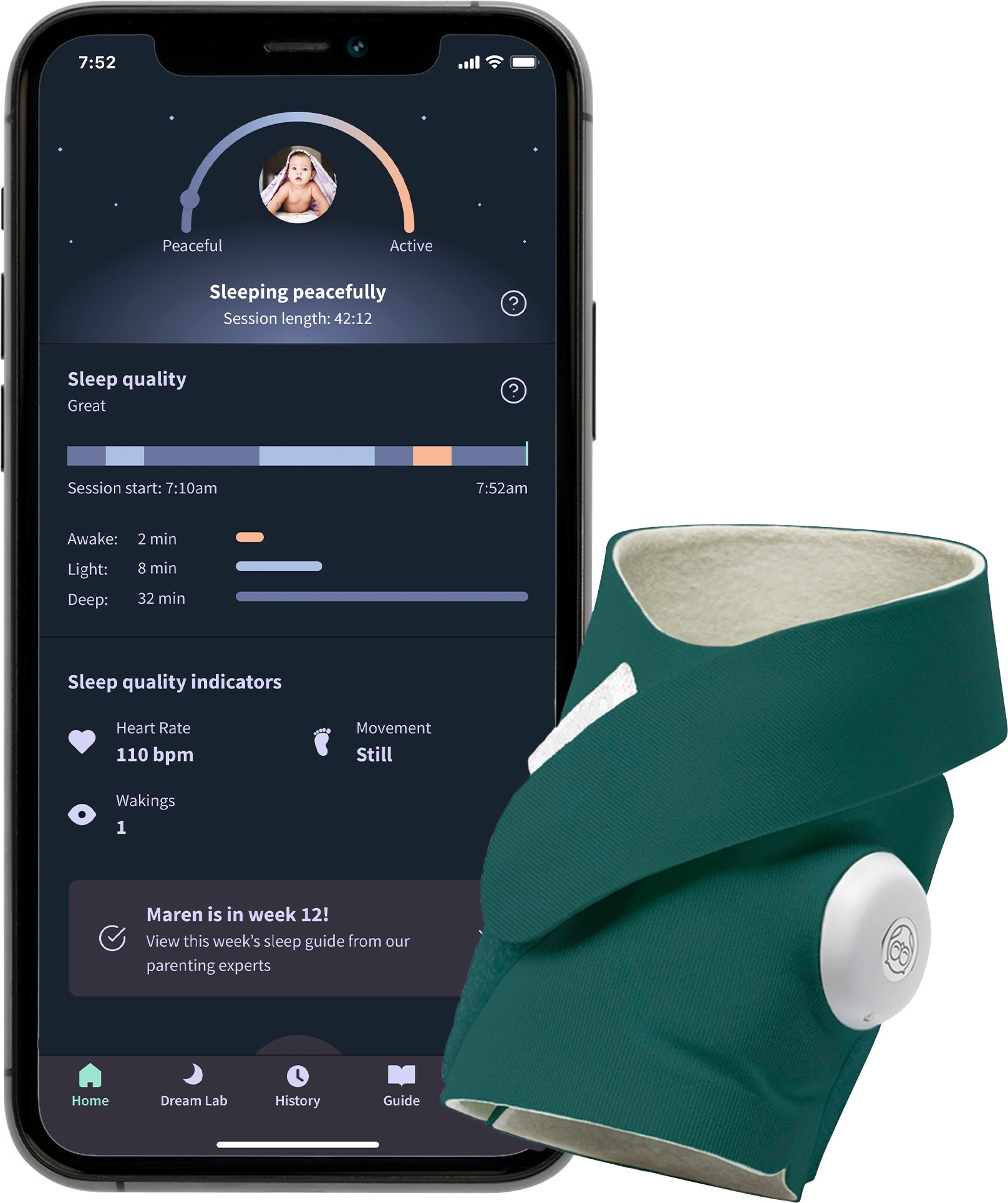 Owlet Dream Sock FDACleared Smart Baby Monitor with Live Health