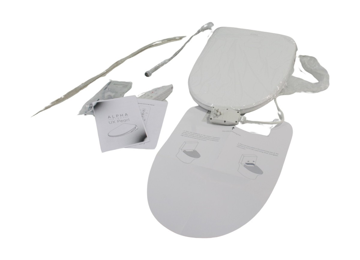 ALPHA BIDET UX Pearl Bidet Toilet Seat in Elongated White Ultra Low