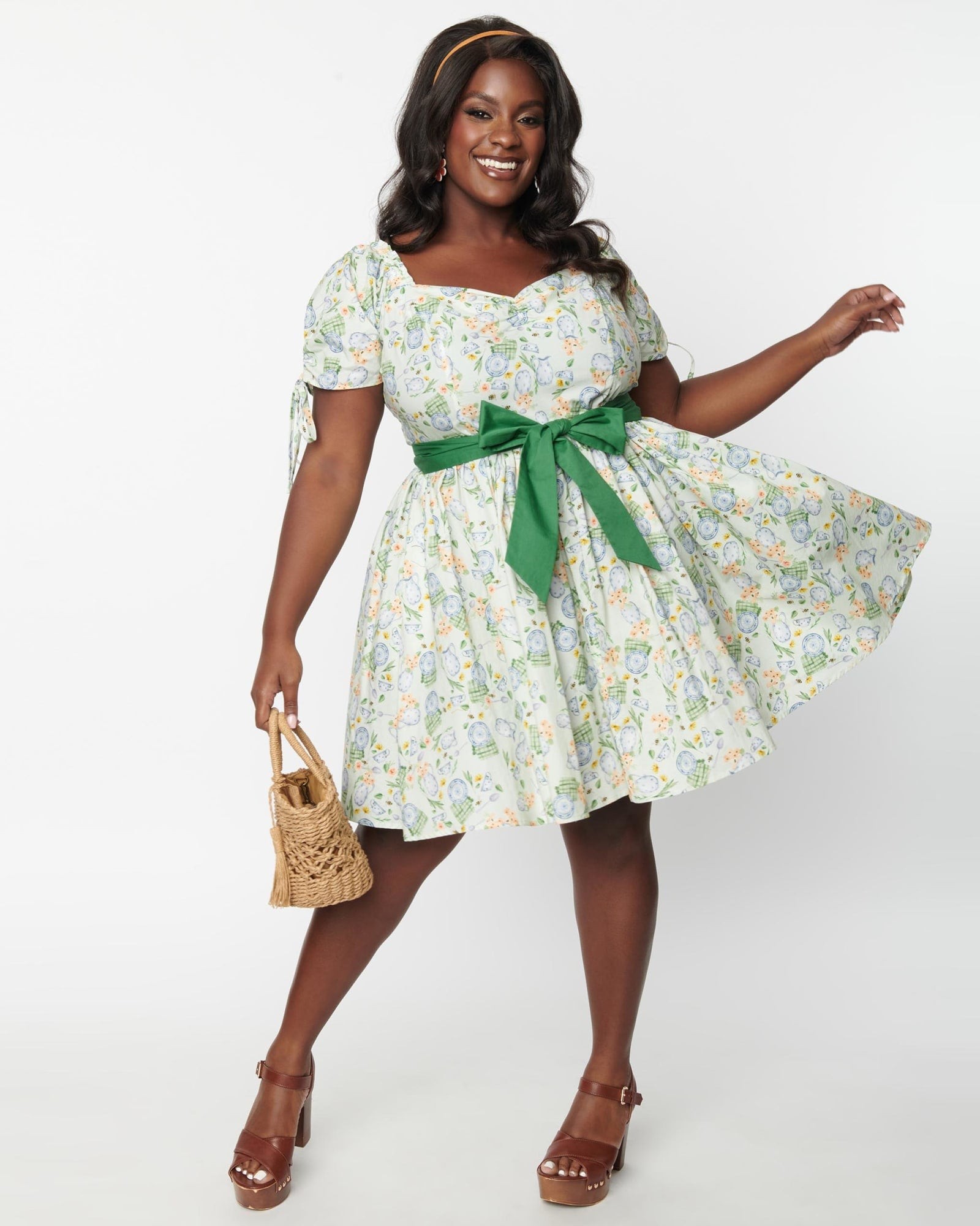 Unique Vintage Plus Size Mint & Afternoon Tea Dakota Flare Dress | Mint ...