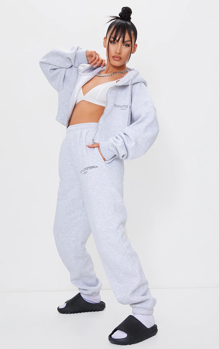 Prettylittlething Plus Grey Marl Flared Sweatpants