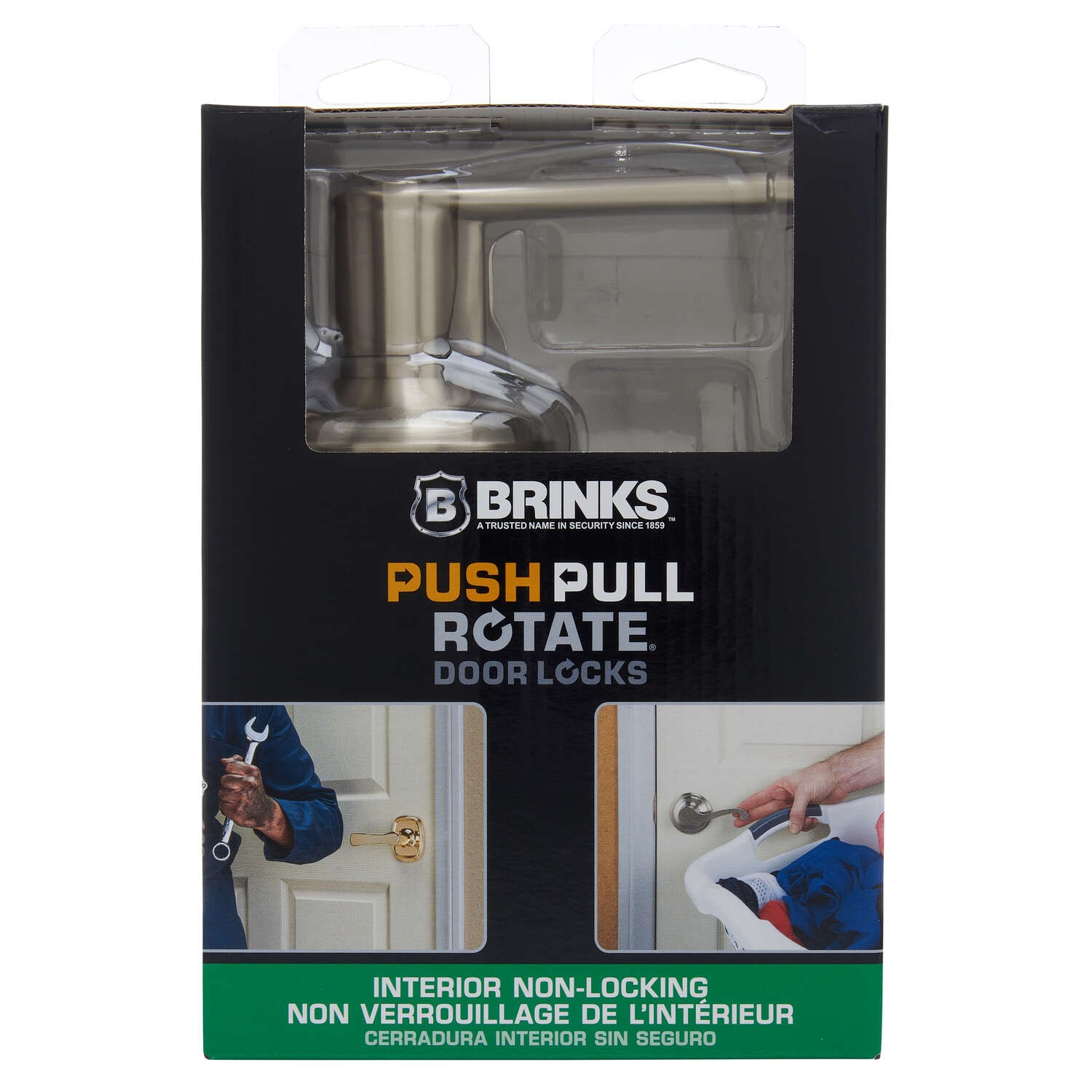 Brinks Push Pull Rotate Glenshaw Satin Nickel Passage Lever KW1 1.75 in