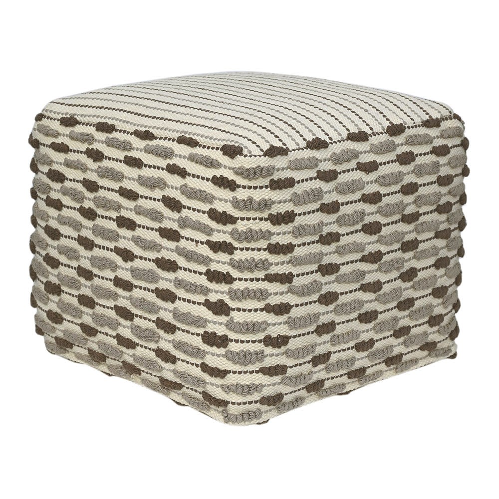 Handcrafted Square Braided Jute Ottoman Pouf - Thumbnail 4
