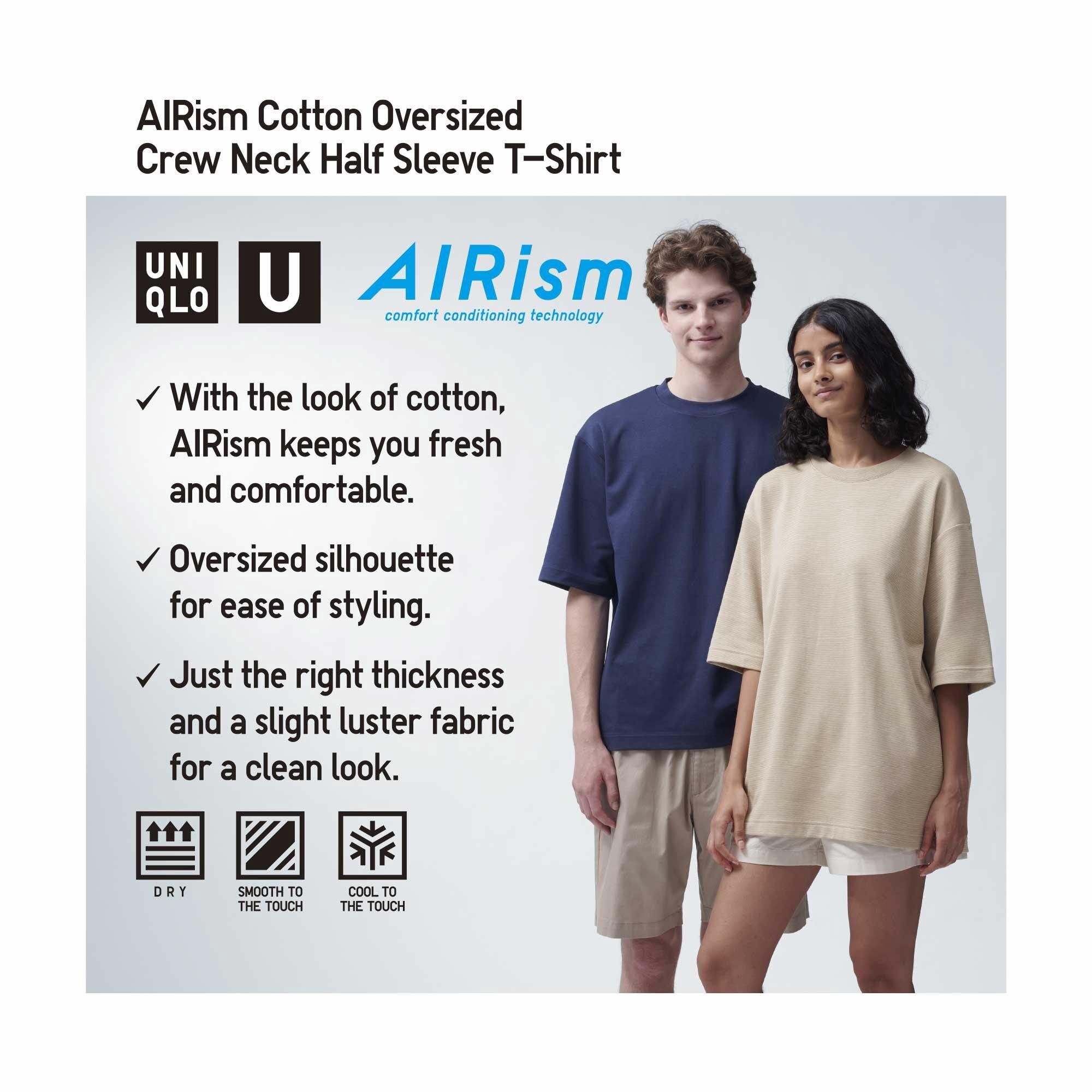 U AIRism Cotton Oversized Crew Neck Half-Sleeve T-Shirt
