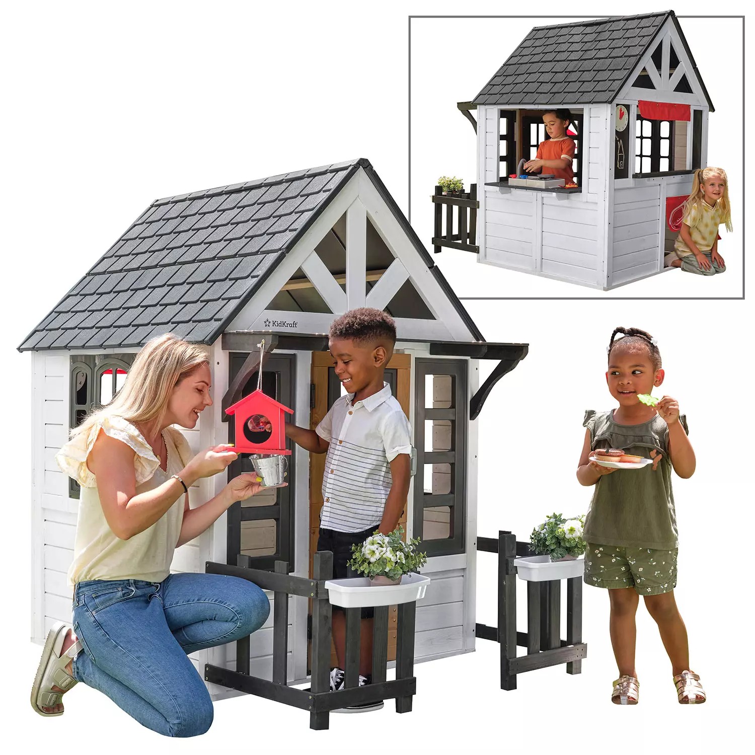 KidKraft Lakeside Bungalow Wooden Playhouse, White Meilleures offres et