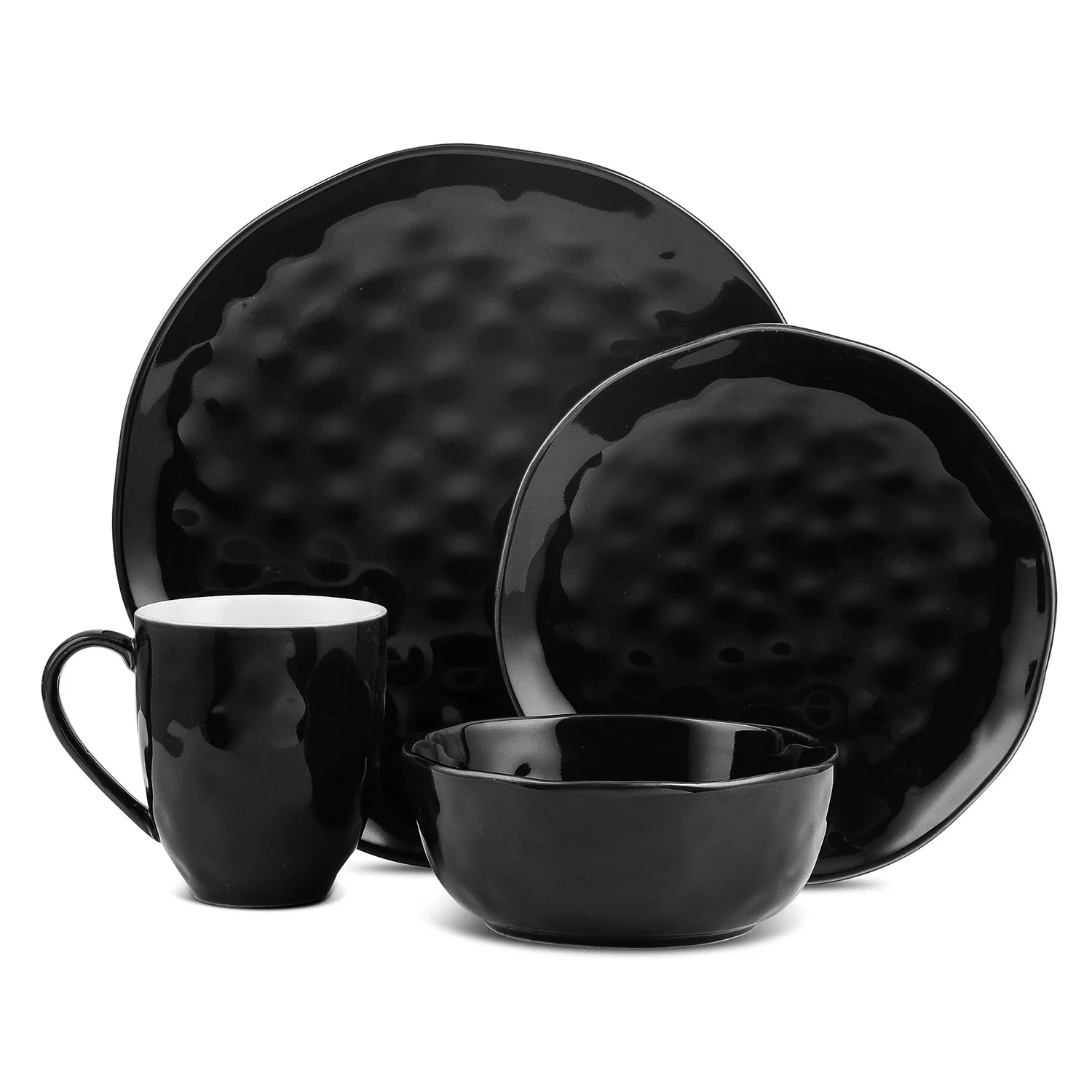 Stone Lain Ivy Porcelain 24Piece Round Dinnerware SetBlack Best Deals