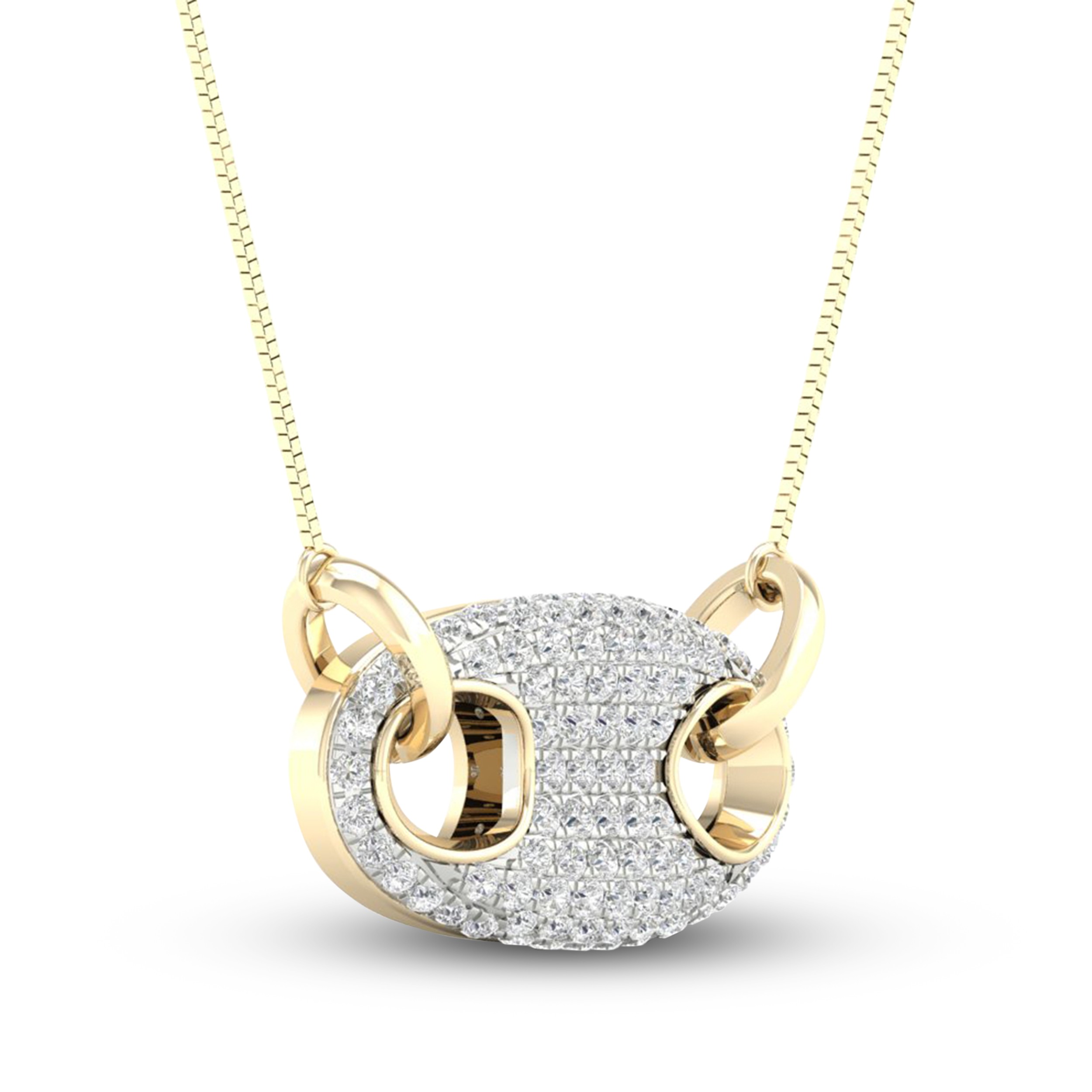 Men's LabCreated Diamond Necklace 11/2 ct tw Round 14K Yellow Gold 22