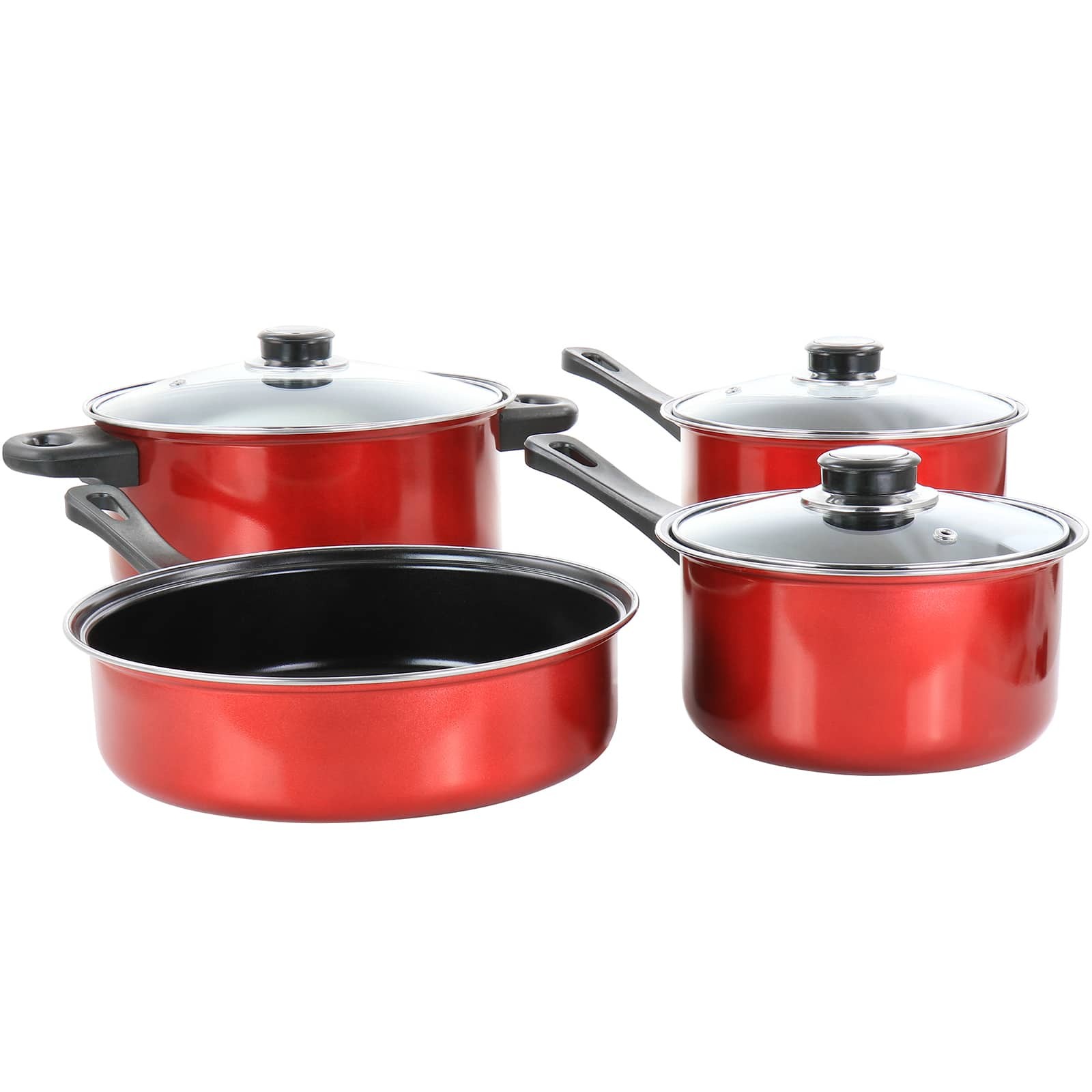 Oster Claybon 7 Piece Non Stick Aluminum Cookware Set in Red