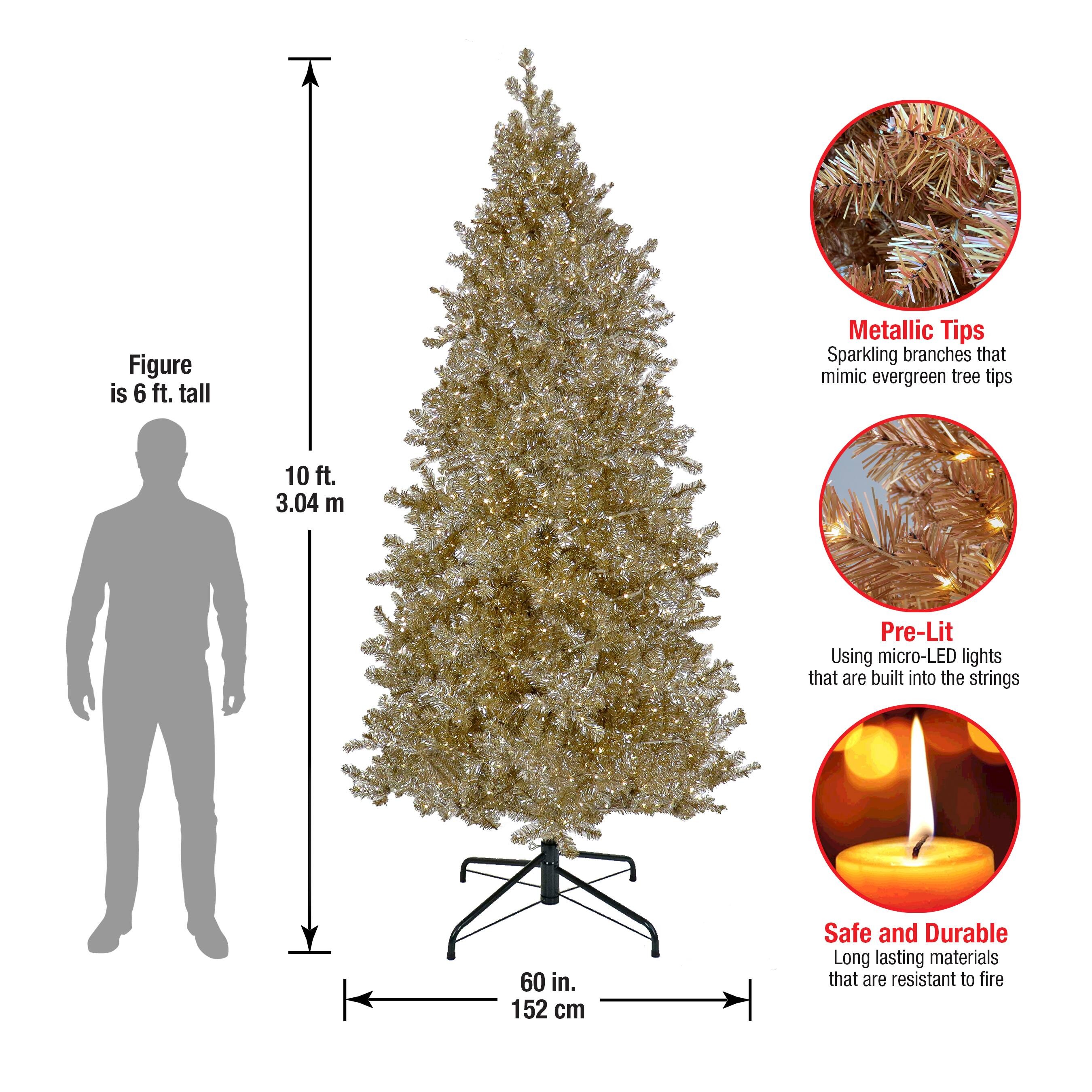 10ft. Pre-Lit Platinum Metallic Evergreen Artificial Christmas Tree ...