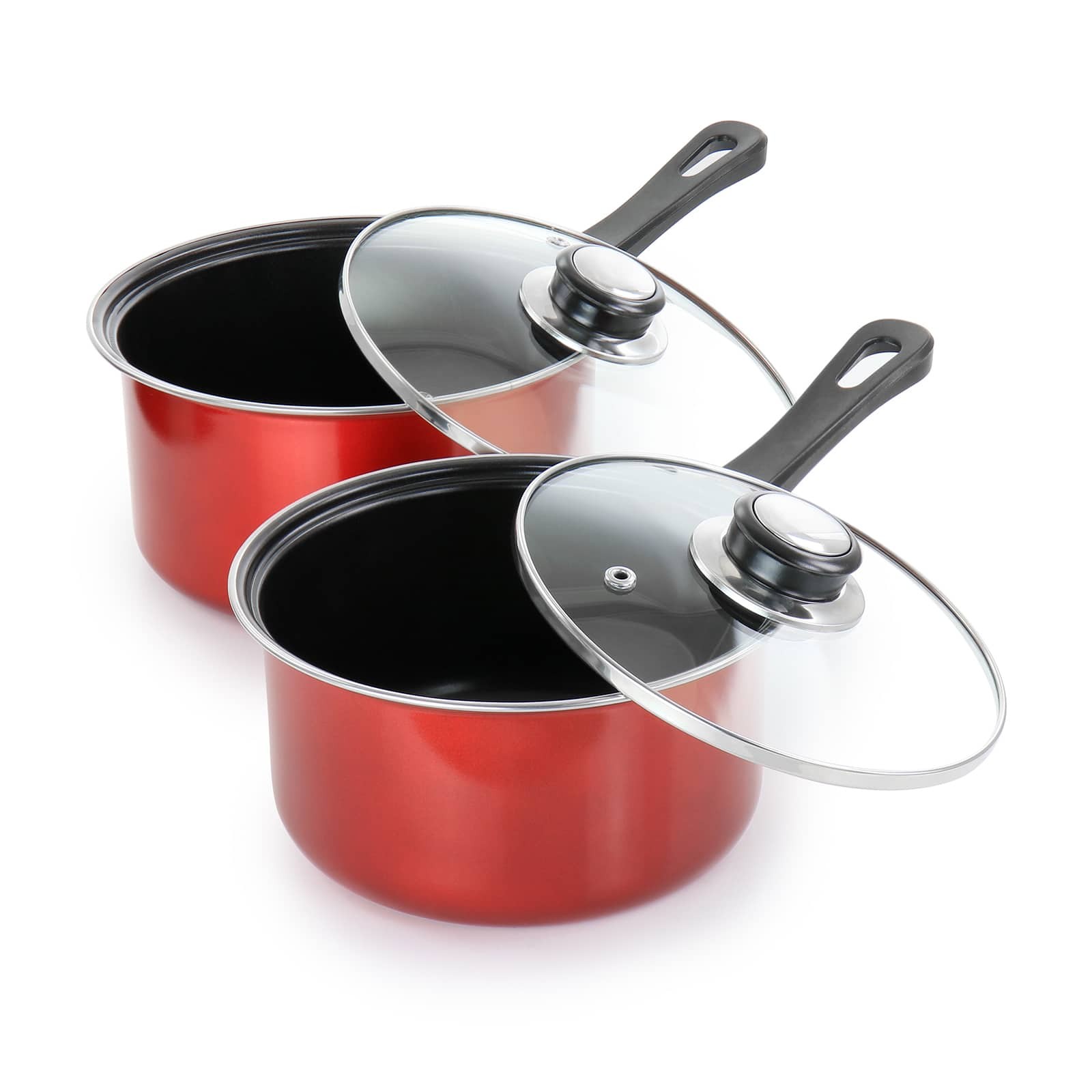 Oster Claybon 7 Piece Non Stick Aluminum Cookware Set in Red