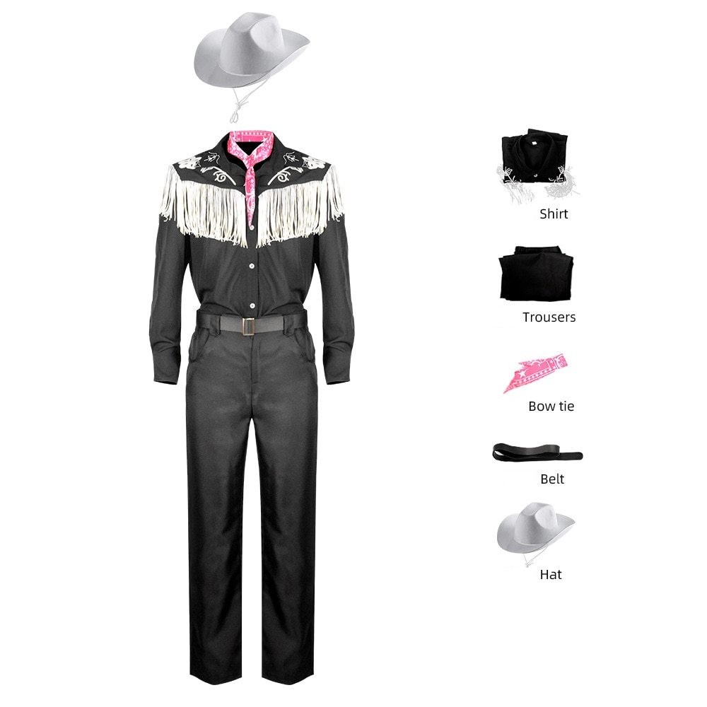 Mejores ofertas e historial de precios de Barbie Movie Ken Halloween Costume  Cosplay Adults Black Cow Boy Pink Button Down en JoinHoney.com | Honey