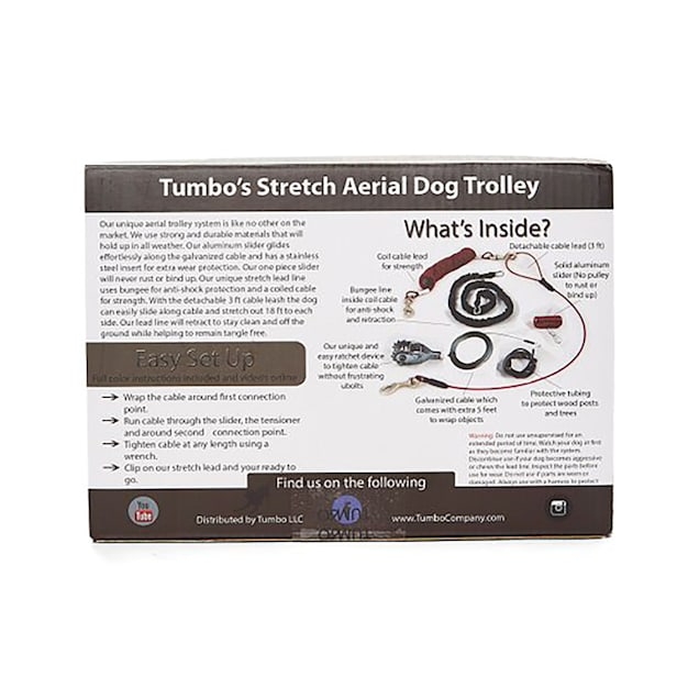 Tumbo AntiShock Trolley Dog TieOut Zipline, 150 ft., XLarge Best