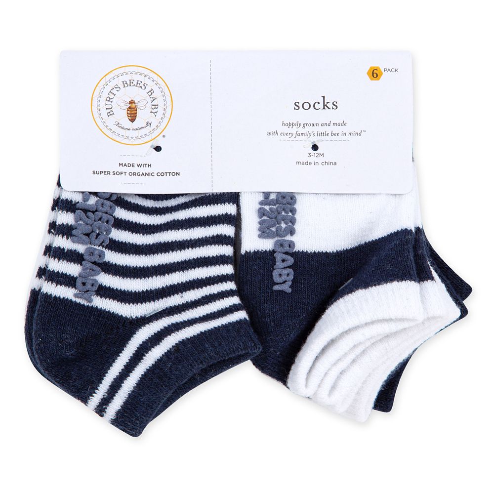 Burt's Bees Baby Size 03M 6Pack Organic Cotton Socks In Midnight Best