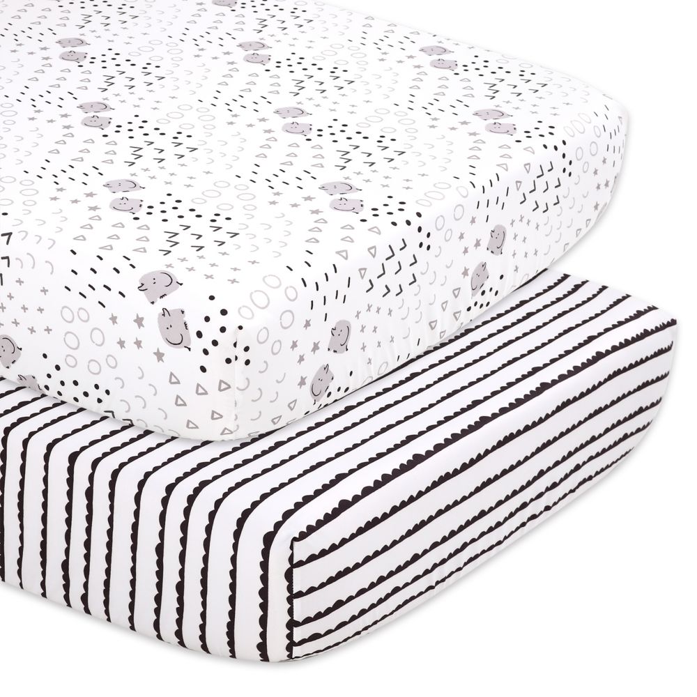 The Peanutshell 2Pack Preston Fitted Crib Sheets In Grey/white Best