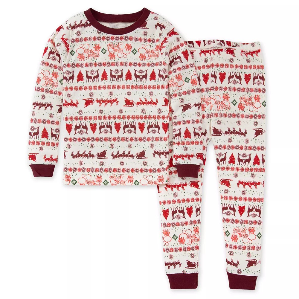 Burt's Bees Baby Size 8Y Seasons Greetings Fair Isle Tee & Pant Pj Set