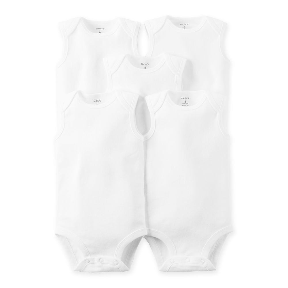 Carter's Size 9M 5Pack Sleeveless Bodysuits In White Best Deals and