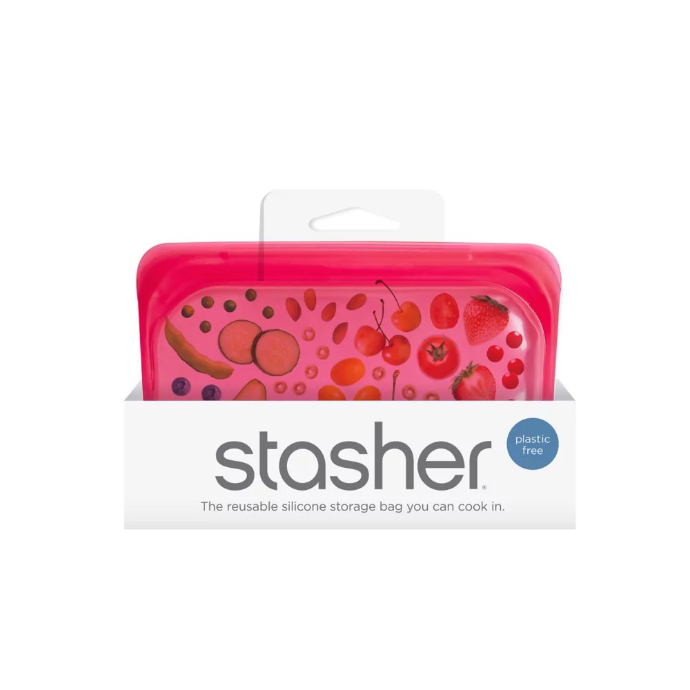 Stasher 12 Oz. Silicone Reusable Snack Bag In Raspberry Best Deals and