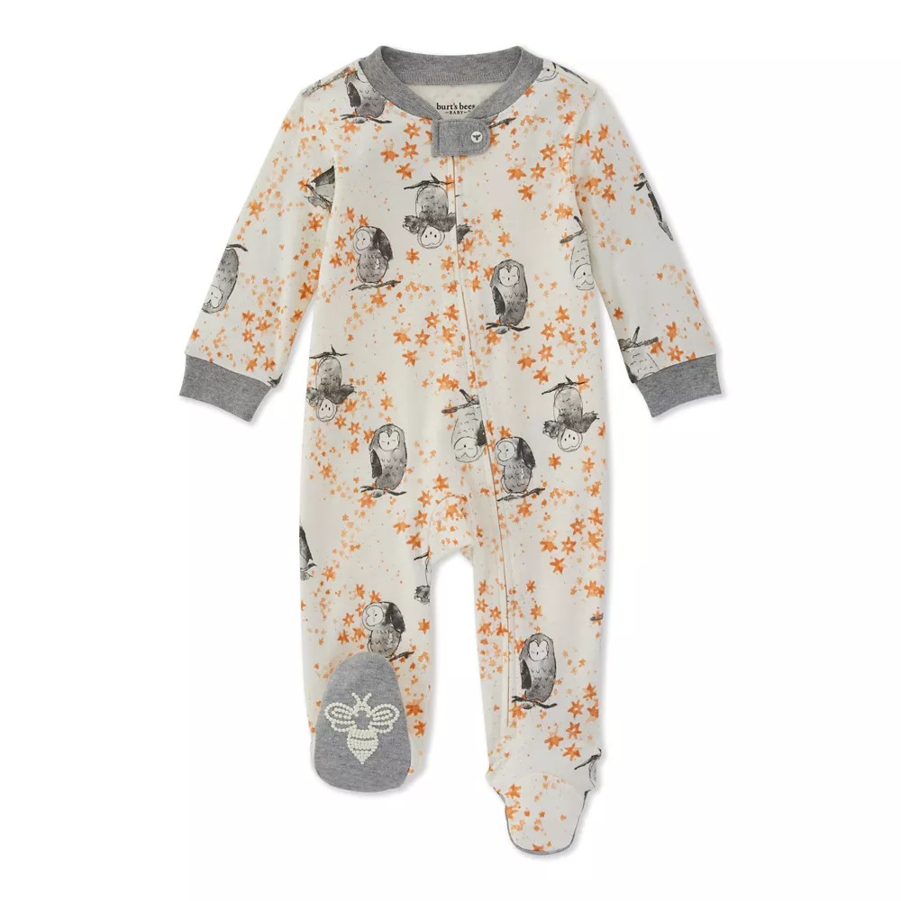 Burt's Bees Baby Preemie Starry Owl Loose Fit Organic Cotton Sleep & Play Footie Ivory Best