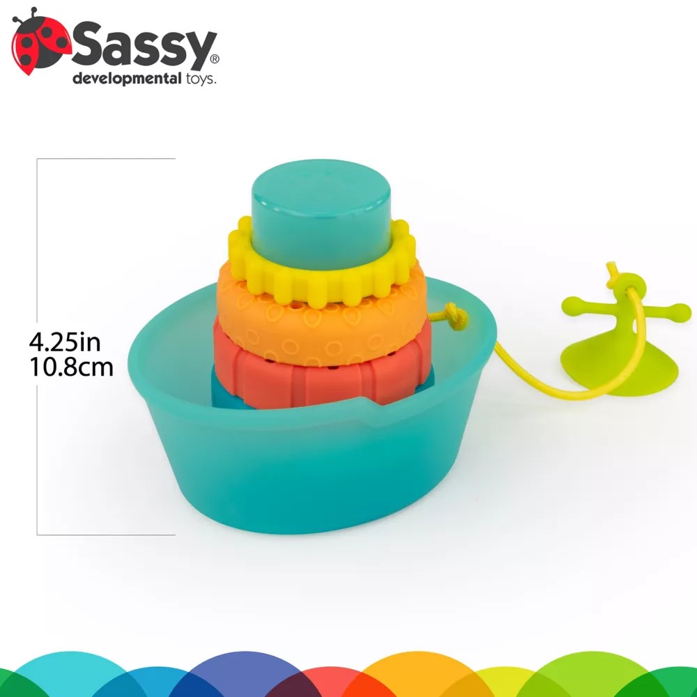 Sassy Stackin’ Ship Tub Toy Bath Ring Stacker Multi Best Deals and