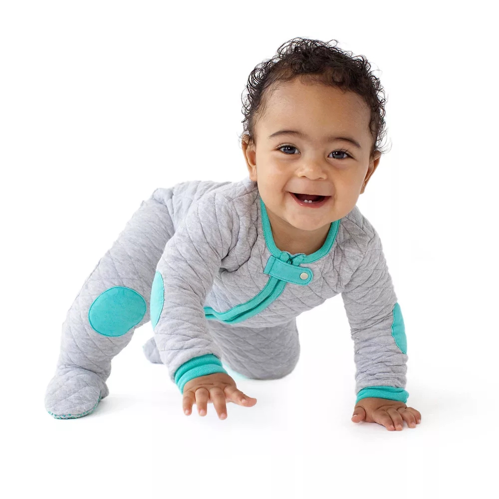 Baby Deedee Size 2T Quilted Sleepsie Footed Pajama In Heather Grey/teal Best Deals and Price