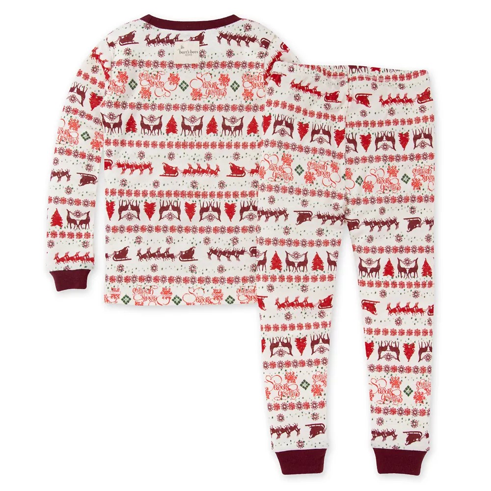 Burt's Bees Baby Size 8Y Seasons Greetings Fair Isle Tee & Pant Pj Set ...