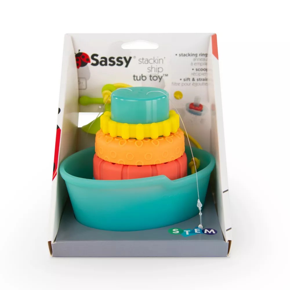 Sassy Stackin’ Ship Tub Toy Bath Ring Stacker Multi Best Deals and