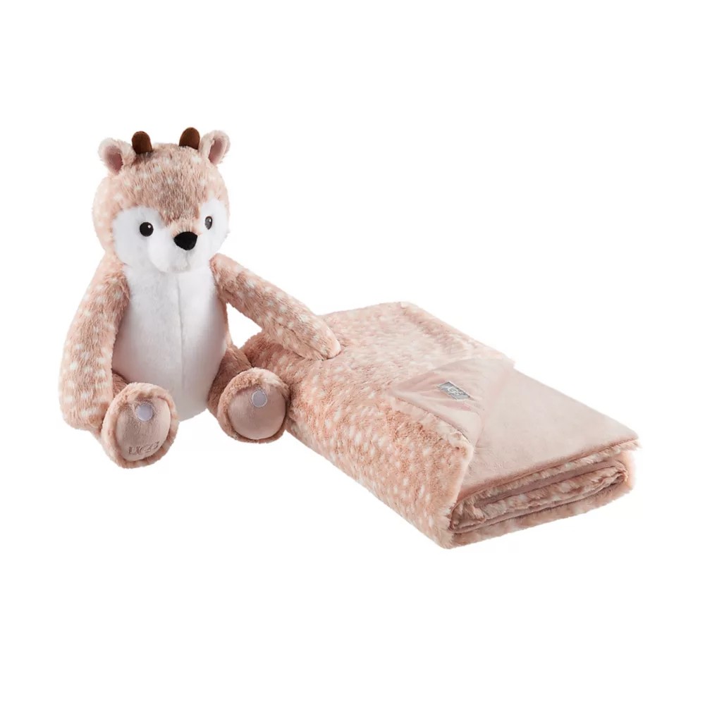 UGG Polar Spotted Fawn Plush Toy And Blanket Gift Set In Quartz Multi