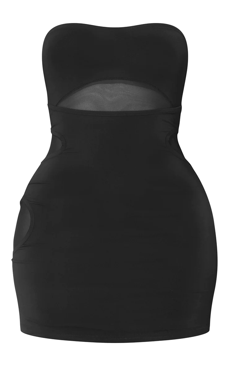 Mejores ofertas e historial de precios de Shape Black Bandeau Mesh Overlay  Bodycon Dress en