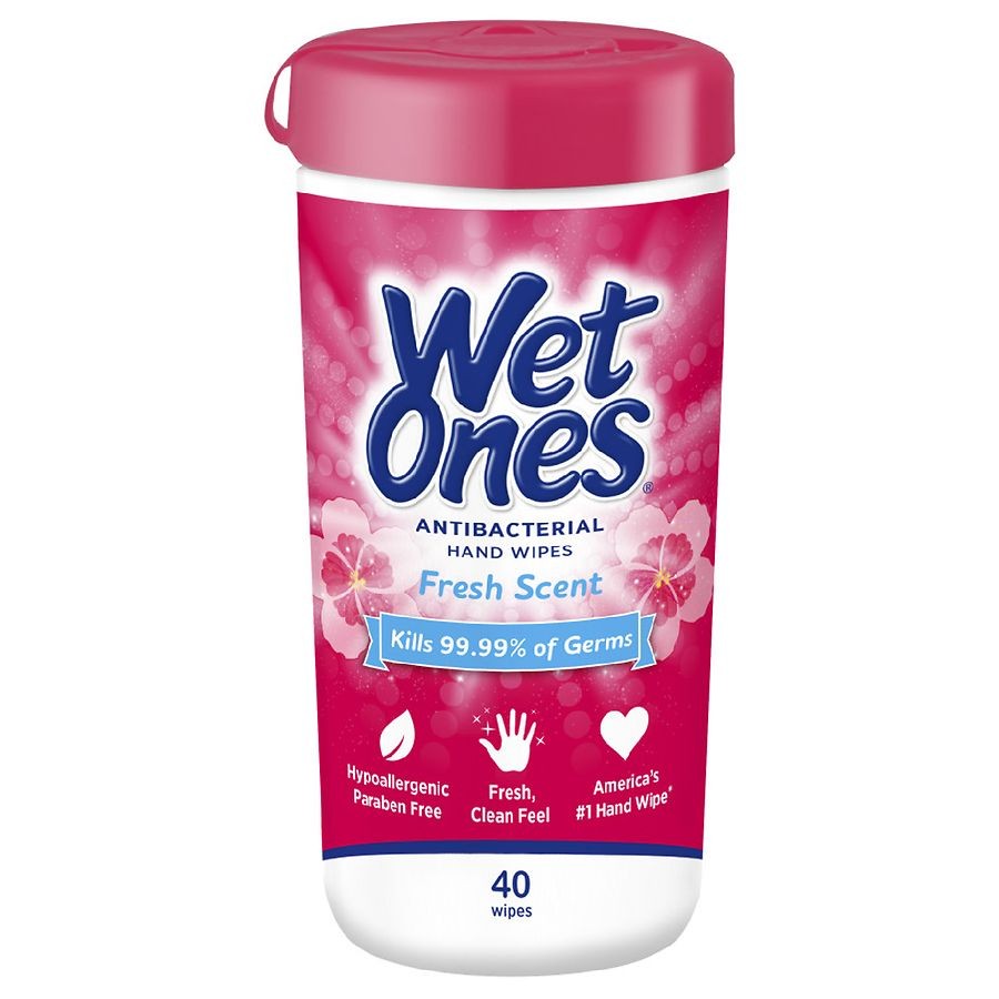 Wet Ones Plus Alcohol Hand Sanitizing Wipes Canister, 50 Ct, Kills