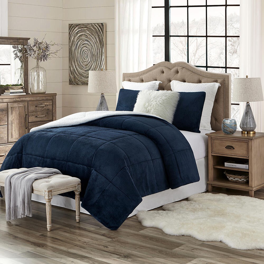 Swift Home Faux Fur and Sherpa Reverse Comforter Set Deals and Price ...