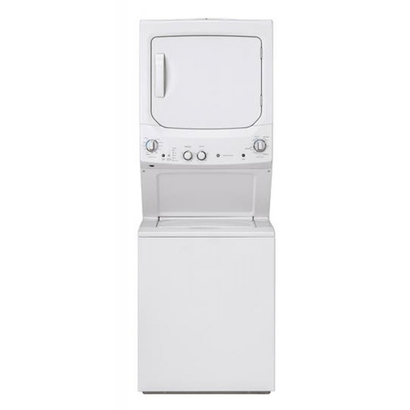 GE Unitized Spacemaker 27"" White Stack Washer With Long Vent Electric