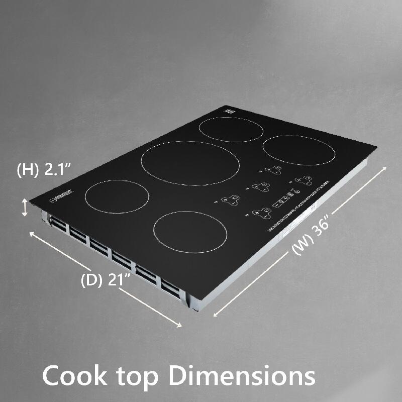 BIC305 Induction Cooktop with 5 Burners Independent Timer Residual Heat