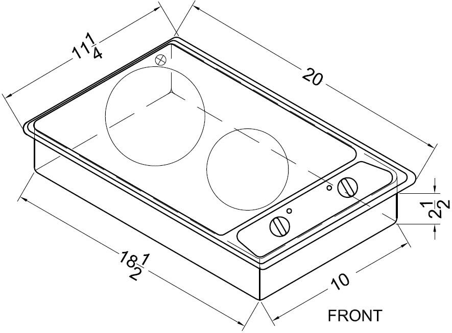 CR2B120 12"" BuiltIn Two Burner Electric Cooktop with Smooth Black