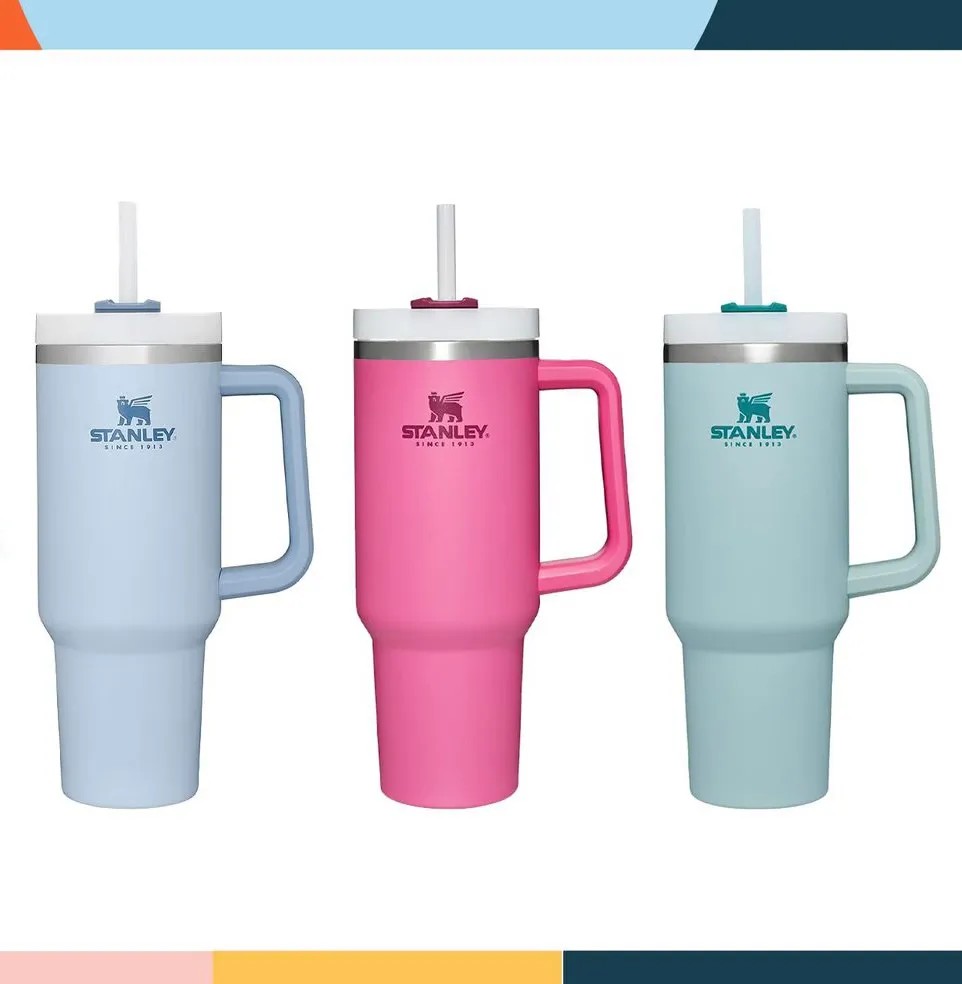 Hot Pink Stanley Quencher Tumblers H2.0 40oz Stainless Steel Cups with  Silicone handle Lid And Straw 2nd Generation Car mugs Keep Drinking Cold  Water