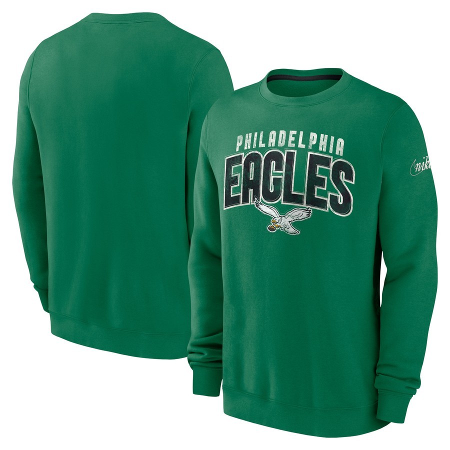 Women's Fanatics Branded Kelly Green Philadelphia Eagles Bold Move Dolman V-Neck Pullover Hoodie