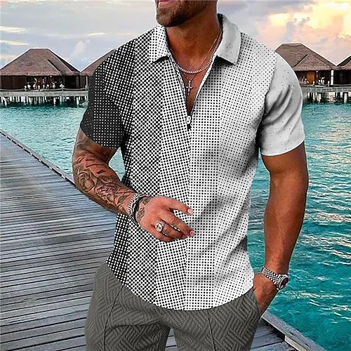 Men's Shirt Graphic Shirt Polka Dot Turndown Outdoor Street Long Sleeve  Button-Down Print Clothing Apparel Fashion Designer Casual Breathable /