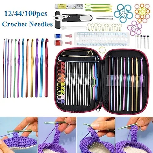 72 Pcs Crochet Hooks Set, Crochet Hooks Kit Plus Large Eye Blunt Needles  Ergonomic Yarn Knitting Needles Marking Clips Tools Set with Crochet Needle