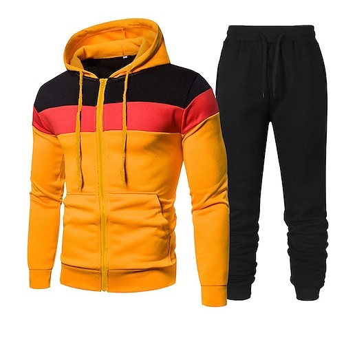 Long Sleeve Full-Zip Running Gym Workout Tracksuit Sets for Men