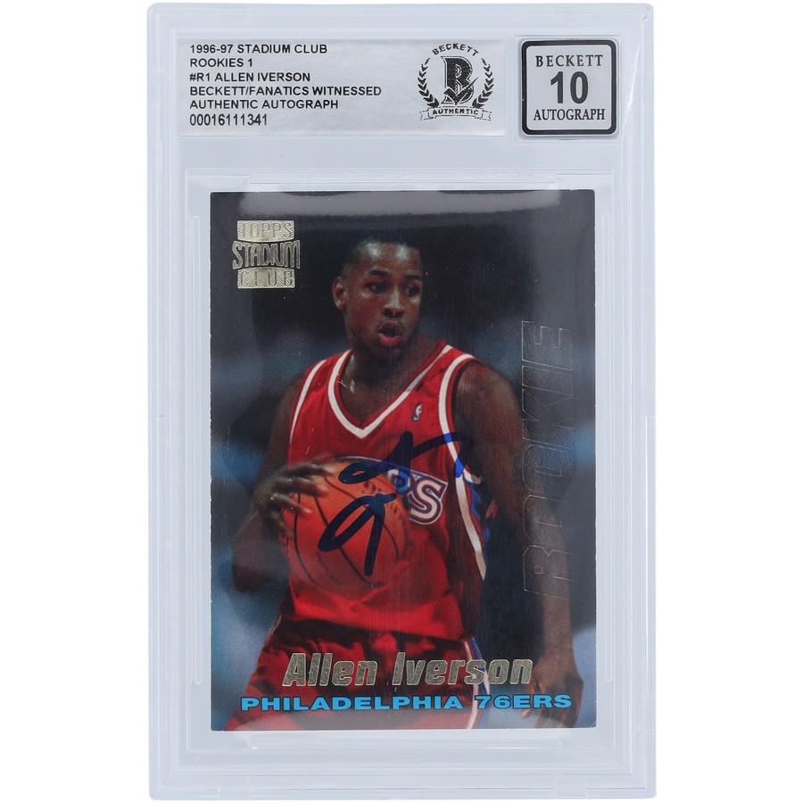 Allen Iverson Philadelphia 76ers Autographed 1996-97 Topps Stadium Club ...