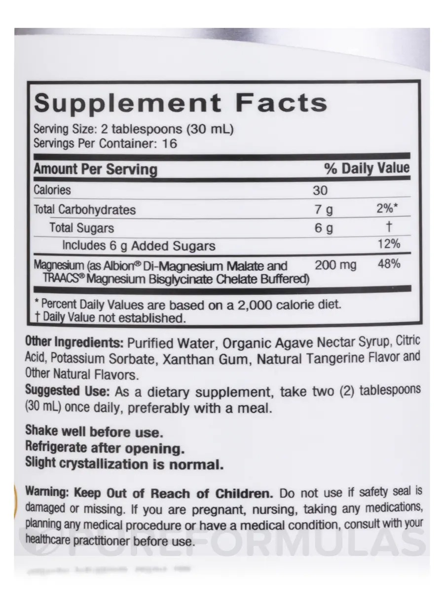 Natures Answer Liquid Magnesium Malate And Glycinate Natural Tangerine Flavor 16 Fl Oz 0442