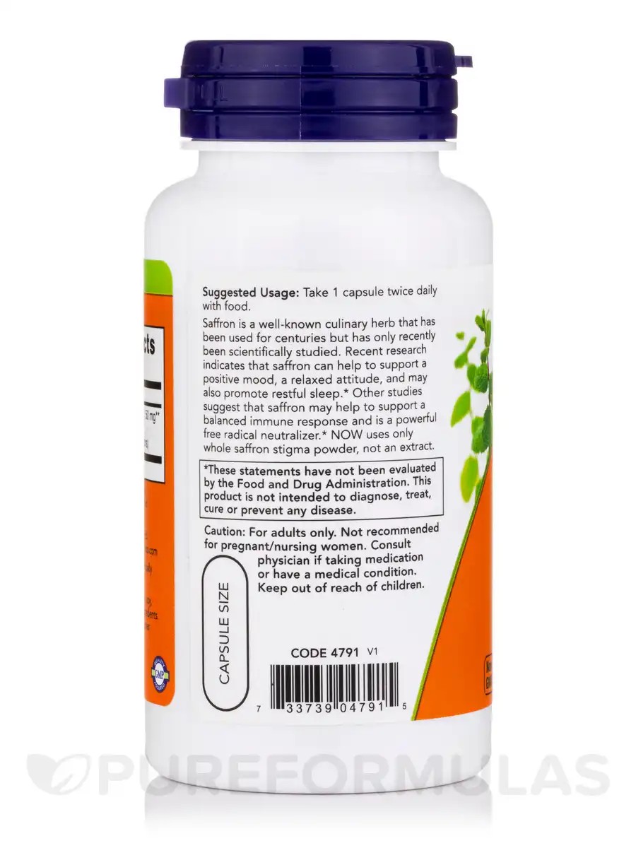 NOW Saffron 50 mg 60 Veg Capsules Die besten Deals und