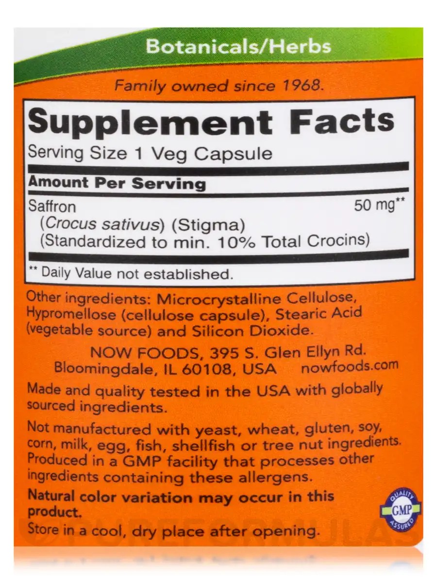 NOW Saffron 50 mg 60 Veg Capsules Die besten Deals und