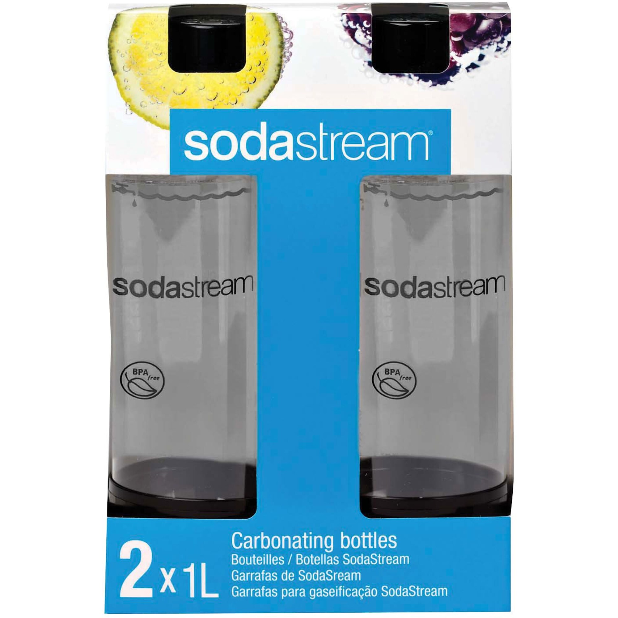 SodaStream Carbonating Bottle Twin Pack, Clear/Black (1042221010
