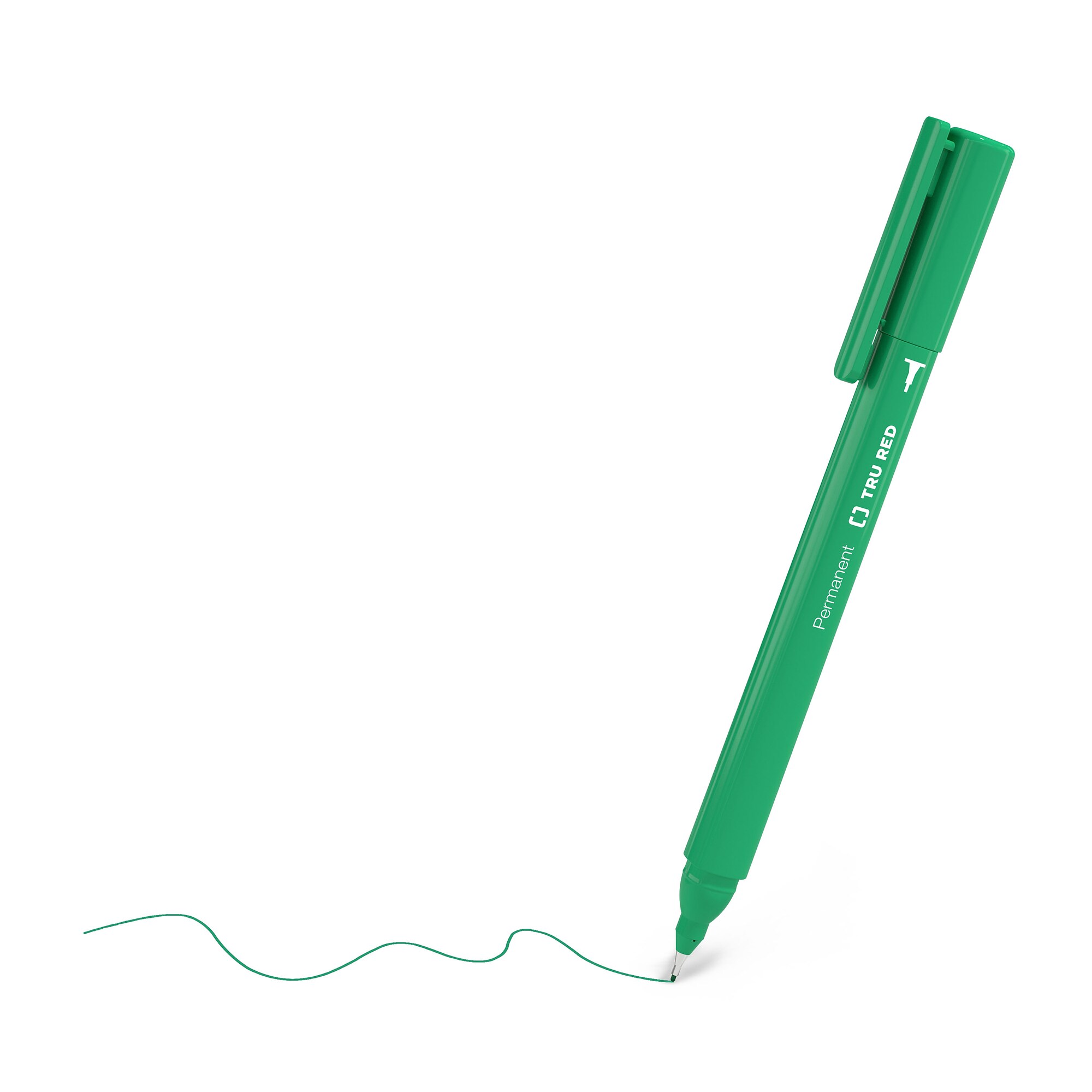 TRU RED Pen Permanent Markers, Ultra Fine Tip, Green, 12/Pack (TR54543) Quill Best Deals and