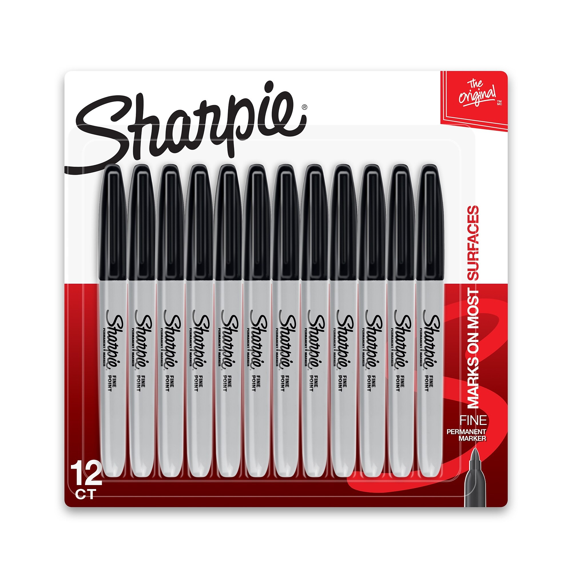 Sharpie Permanent Markers, Fine Tip, Black, 24/Pack (2042918)