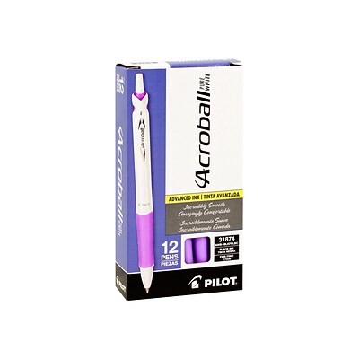Pilot Acroball PureWhite Advanced Ink Retractable Ballpoint Pens, Fine ...