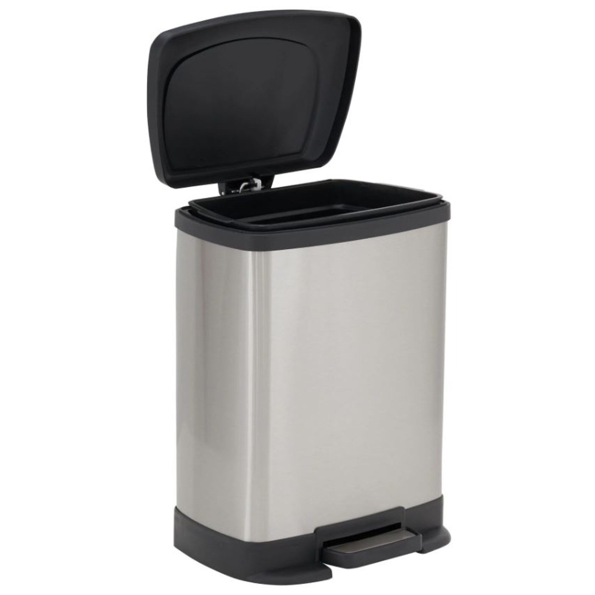 HoneyCanDo Stainless Steel Rectangular Step Trash Cans with Lid