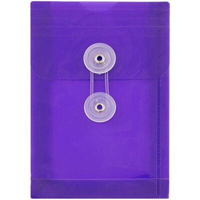 JAM Paper Plastic Envelopes with Button and String Tie Closure, Open ...