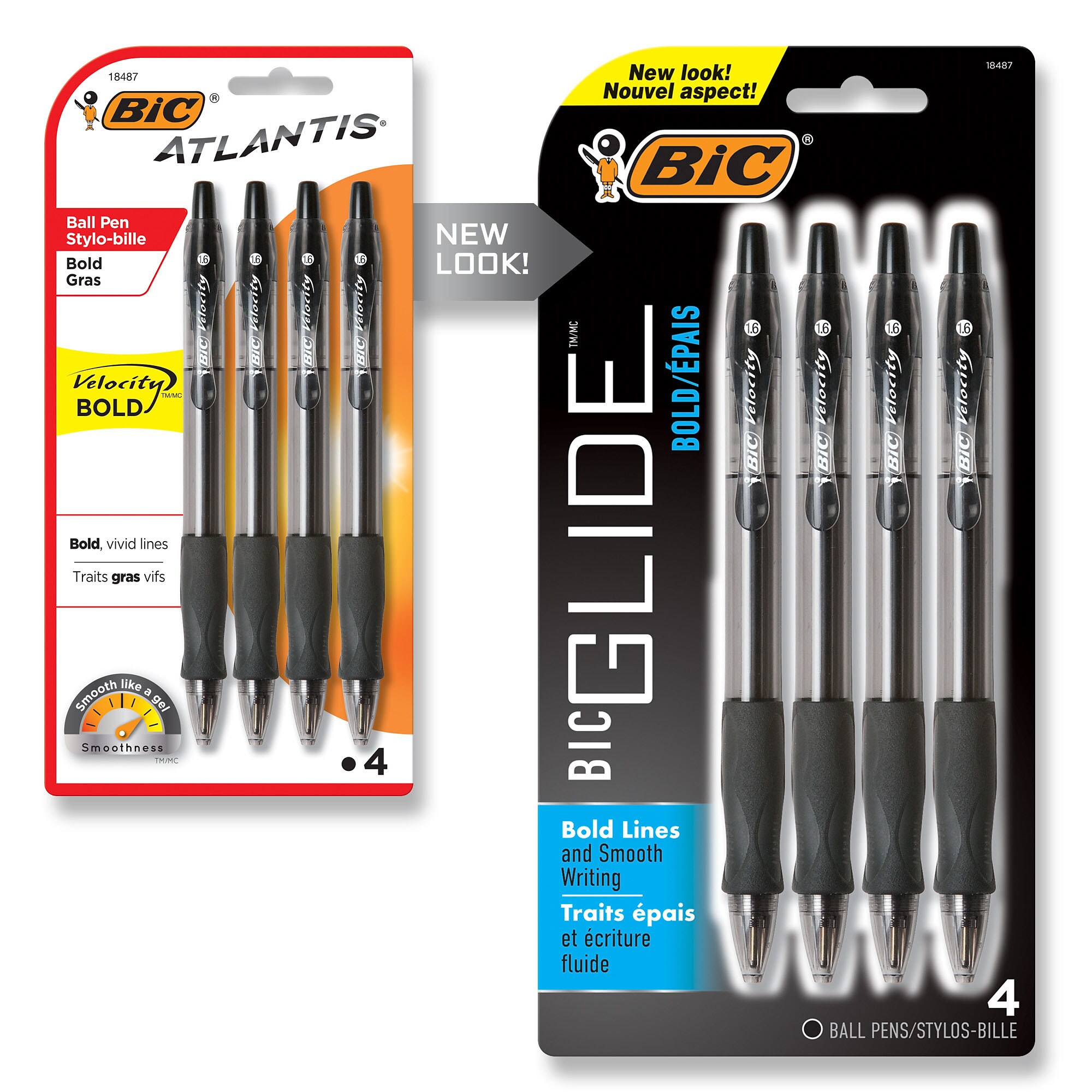 BIC Glide Bold Retractable Ballpoint Pen, Bold Point, Black Ink, 4/Pack ...