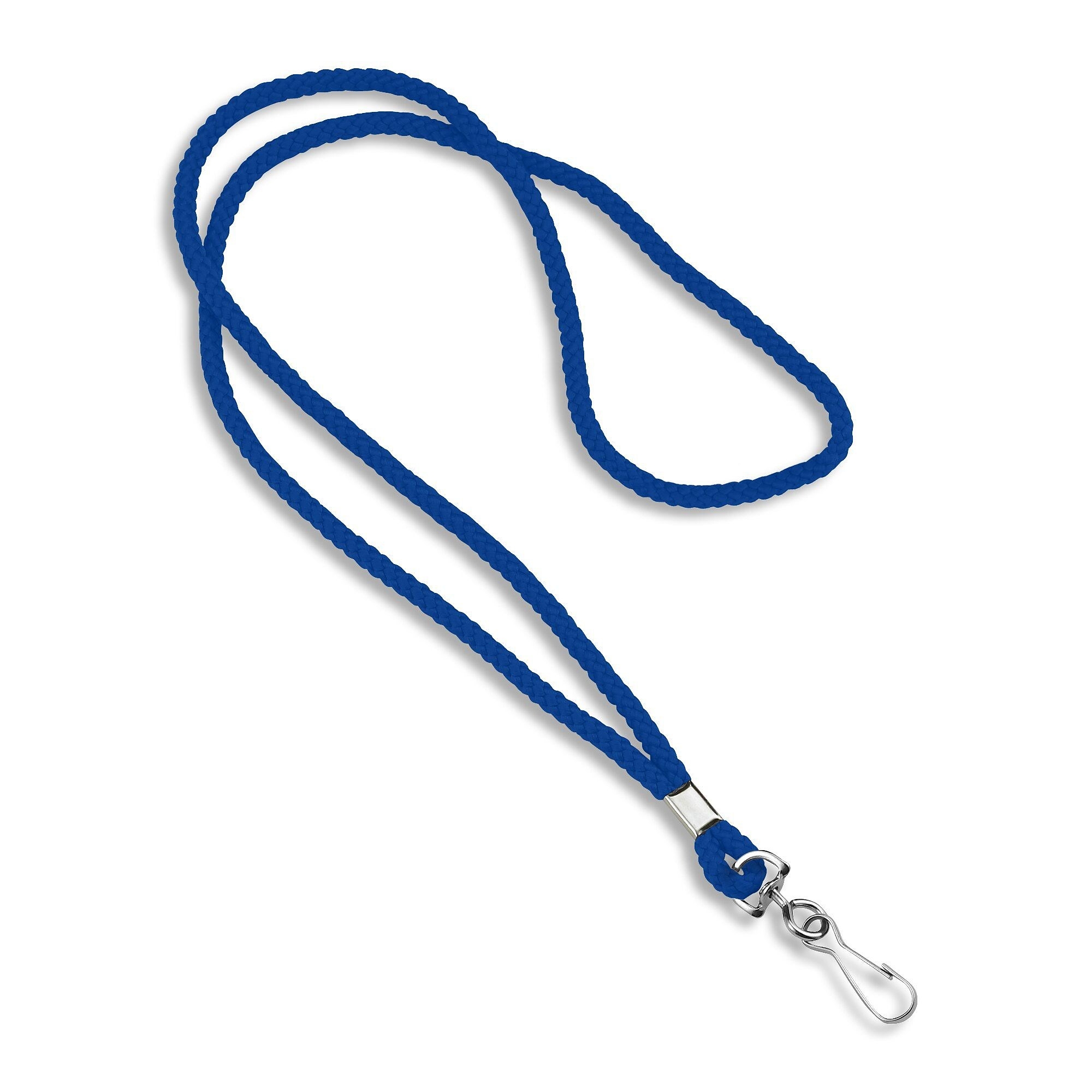 IDville Blank Round Woven Lanyards With Metal JHook, Royal Blue, 25