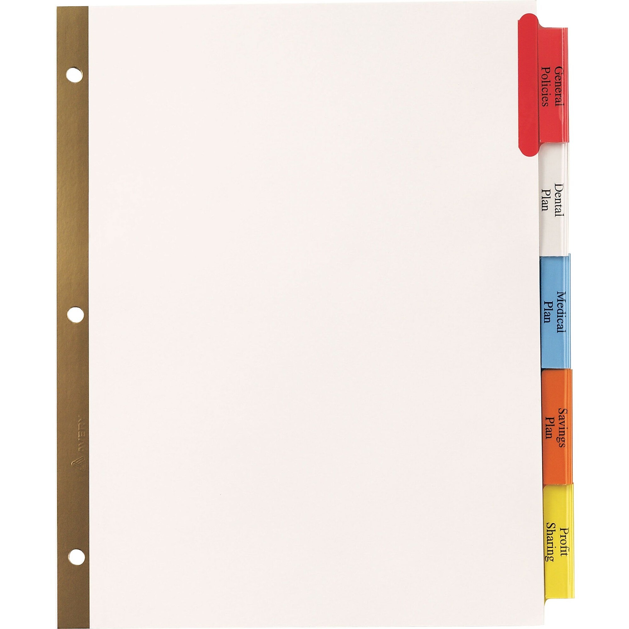 Staples Big Tab Insertable Paper Dividers, Multicolor, 5Tab Set (13489/11121), White Quill